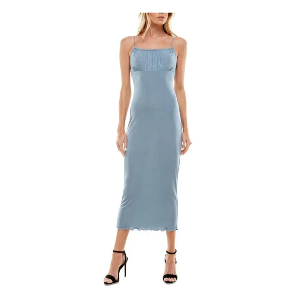 ULTRA FLIRT Womens Light Blue Pull-over Slip Style Unlined Midi Dress L
